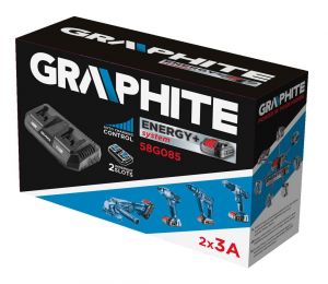 Graphite Energy+ 58G085 akkumulátor dupla töltő 3,0A