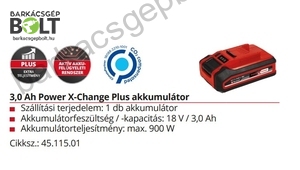 Einhell 18V 3,0 Ah Power X-change Plus akku (4511501)