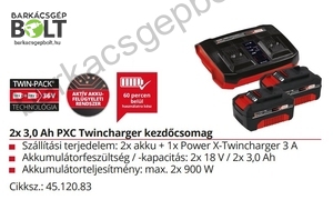 Einhell 18V 2X3,0 Ah Power X-Change Twincharger akku Kit (4512083)