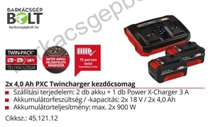 Einhell 18V 2X4,0 Ah Power X-Change Twincharger akku Kit (4512112)