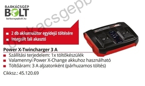 Einhell Power X-Twincharger 3A töltő (4512069)