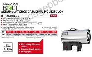 Einhell GE-HG 18/370 NIRO LI-Solo akkus hőlégbefúvó (2330805)