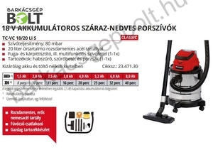 Einhell TC-VC 18/20 LI S-Solo akkus száraz-nedves porszívó (2347130)