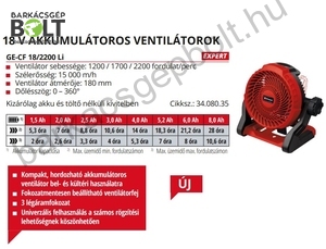 Einhell GE-CF 18/2200 LI-Solo akkus ventilátor (3408035)