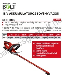 Einhell GC-CH 1846 LI-Solo akkus sövényvágó (3410642)