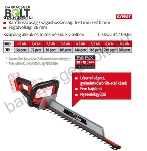 Einhell GE-CH 36/61 LI-Solo akkus sövényvágó (3410965)