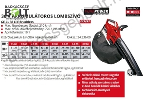 Einhell GE-CL 36 Li E-Solo akkus lombszívó lombfújó (3433600)