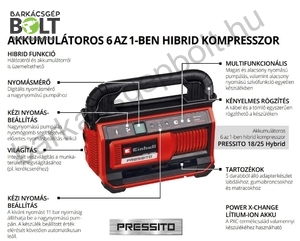 Einhell PRESSITO 18/25 Hybrid-Solo akkus kompresszor (4020430)