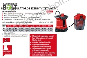 Einhell GE-DP 18/25 LL Li-Solo akkus szennyvízszivattyú (4181590)