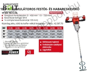 Einhell TP-MX 18-2 Li BL-Solo akkus habarcskeverő (4258770)