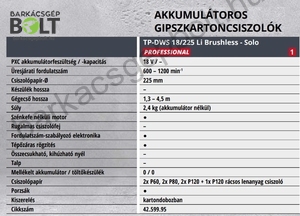 Einhell TP-DWS 18/225 Li BL-Solo akkus falcsiszoló (4259995)