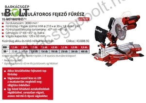 Einhell TE-MS 18/210 Li-Solo akkus gérvágó, fejező fűrész (4300890)