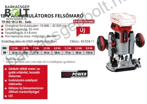 Einhell TP-RO 18 Li BL-Solo akkus felsőmaró (4350411)