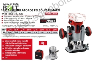 Einhell TP-RO 18 Set Li BL-Solo akkus felsőmaró és élmaró (4350410)