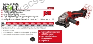 Einhell TE-AG 18/115 Q Li-Solo akkus sarokcsiszoló (4431165)