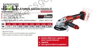 Einhell AXXIO 18/125 LI-Solo akkus sarokcsiszoló (4431140)