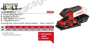 Einhell TC-OS 18/187 Li-Solo akkus rezgőcsiszoló (4460725)