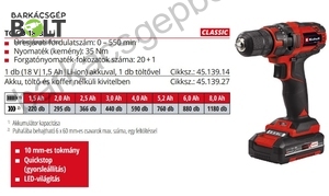 Einhell TC-CD 18/35 Li-Solo akkus fúró-csavarozó (4513927)