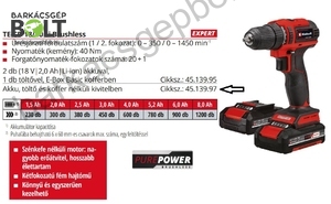 Einhell TE-CD 18/40 Li BL-Solo akkus fúró-csavarozó (4513997)