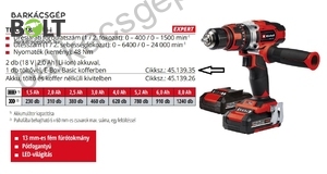 Einhell TE-CD 18/48 Li-i Kit akkus ütvefúró-csavarozó (4513935)