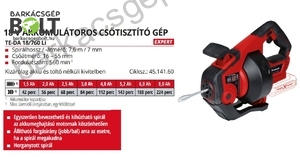 Einhell TE-DA 18/760 Li-Solo akkus csőtisztító (4514160)