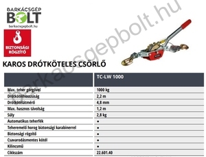 Einhell TC-LW 1000 karos kézi csörlő (2260140)