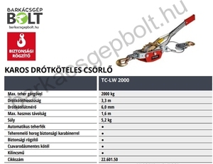 Einhell TC-LW 2000 karos kézi csörlő (2260150)