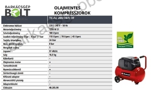 Einhell TC-AC 200/24/8 OF elektromos kompresszor (4020590)