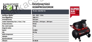 Einhell TE-AC 430/90/10 elektromos kompresszor (4010800)