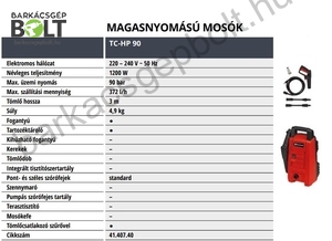 Einhell TC-HP 90 elektromos magasnyomású mosó (4140740)