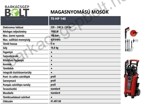 Einhell TE-HP 140 elektromos magasnyomású mosó (4140760)