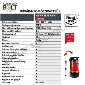 Einhell GE-PP 5555 RB-A elektromos búvárszivattyú (4170425)