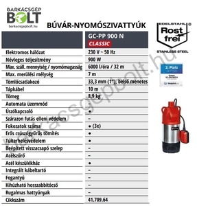 Einhell GC-PP 900 N elektromos búvárszivattyú (4170964)