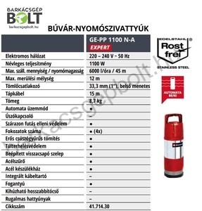 Einhell GE-PP 1100 N-A elektromos búvárszivattyú (4171430)