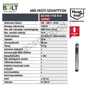 Einhell GE-DW 1155 N-A elektromos búvárszivattyú (4170937)