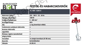 Einhell TC-MX 1200 E elektromos festék és habarcskeverő (4258545)