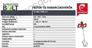 Einhell TC-MX 1400-2 E elektromos festék és habarcskeverő (4258550)