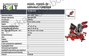 Einhell TC-SM 216 elektromos gérvágó fejező fűrész (4300380)