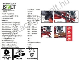 Einhell TC-SM 2534/1 Dual elektromos gérvágó fejező fűrész (4300395)