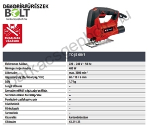 Einhell TC-JS 60/1 elektromos dekopírfűrész (4321135)