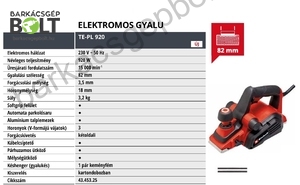 Einhell TE-PL 920 elektromos kézi gyalu (4345325)