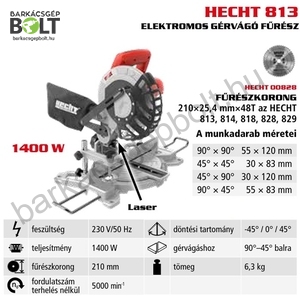 Hecht 813 elektromos gérvágó fejező fűrész